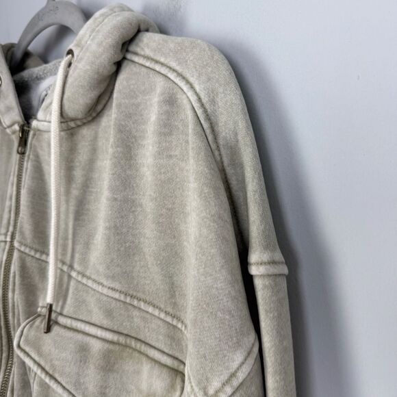 URBAN OUTFITTERS | Yogi Cropped Zip Fleece Hoodie Acid Wash Green Women’s Size M - Picture 4 of 11